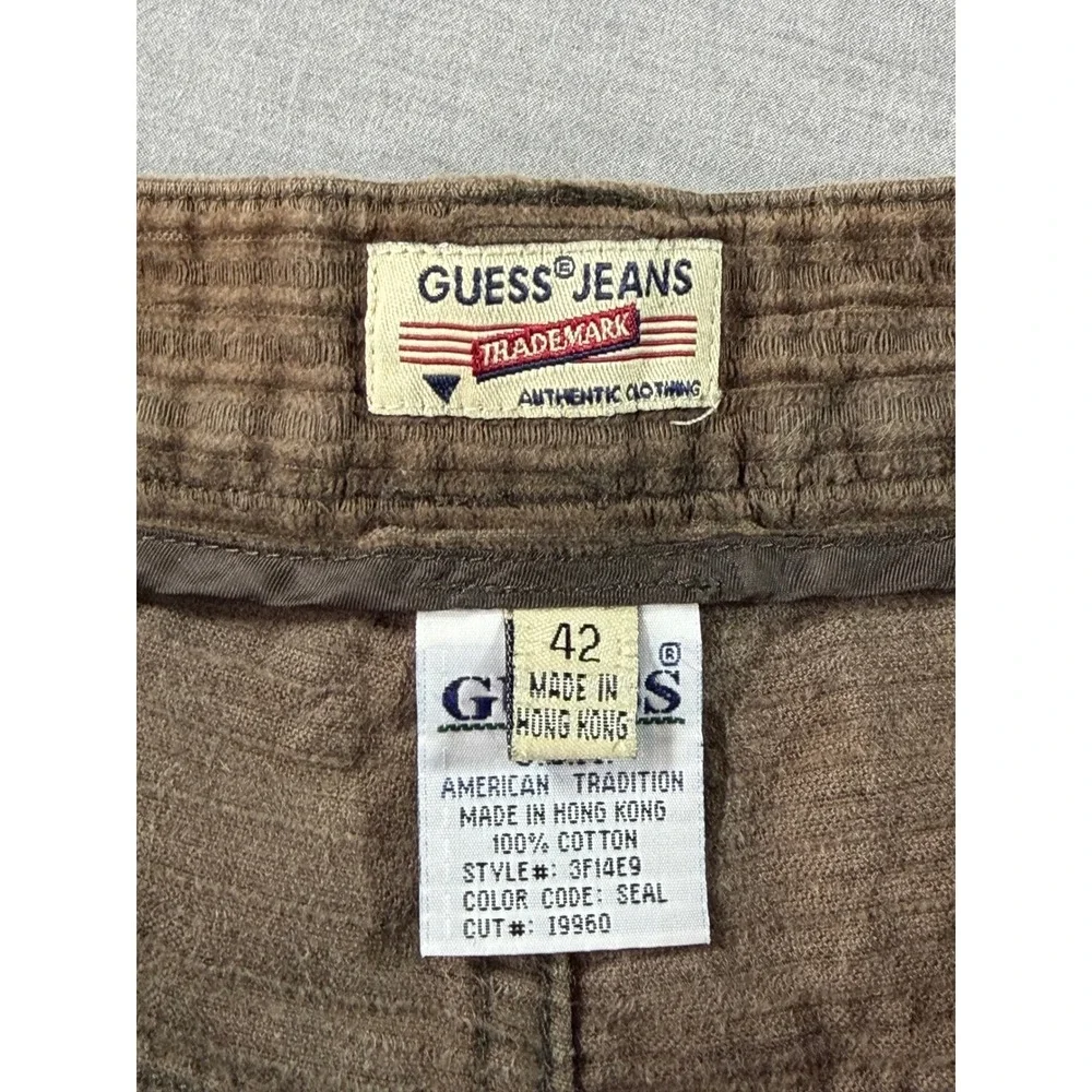 Guess Jeans Corduroy Pants Mens 42 Brown Excellent Vintage Wide Wale 3F14E9